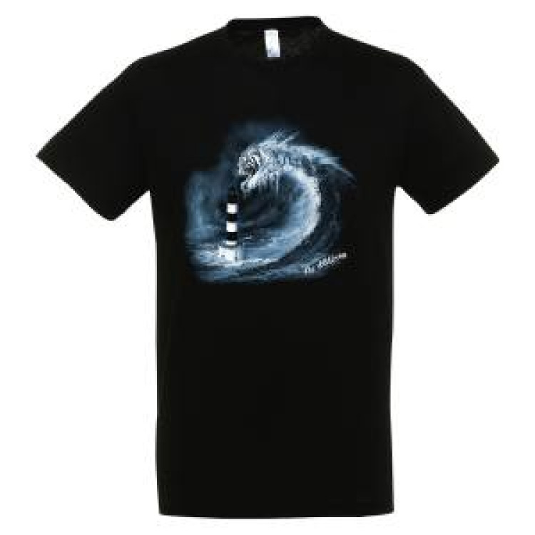 T-shirt unisexe Vague Tigre Phare de Chassiron Île d’Oléron Noir Profond S