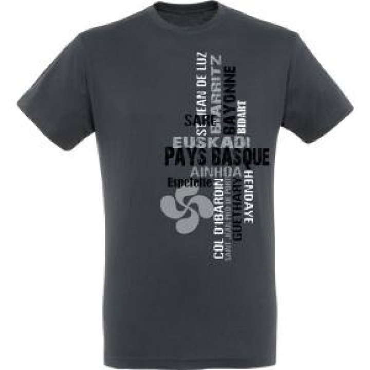 Tshirt unisexe Ville Pays Basque Gris Souris S