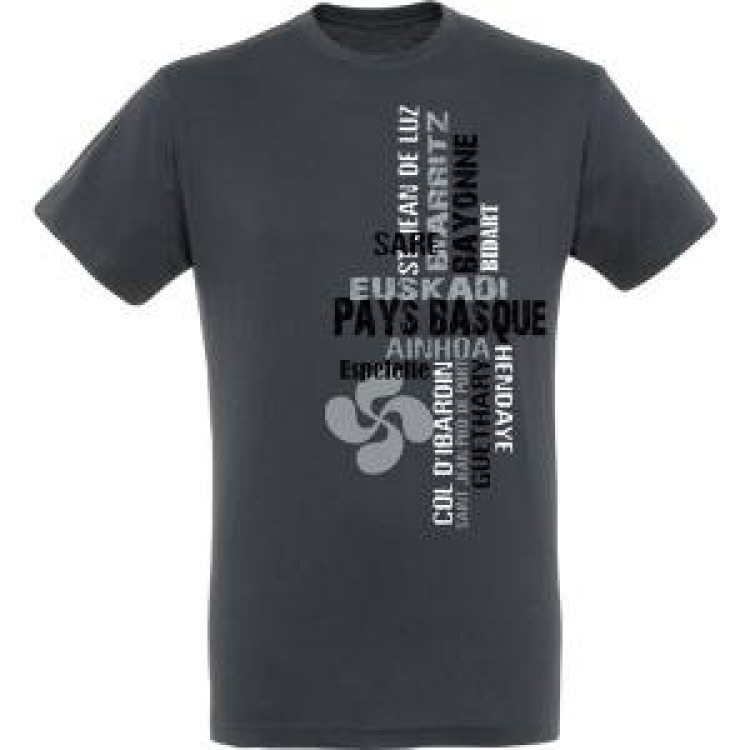 T-shirt unisexe Ville Pays Basque Gris Souris S