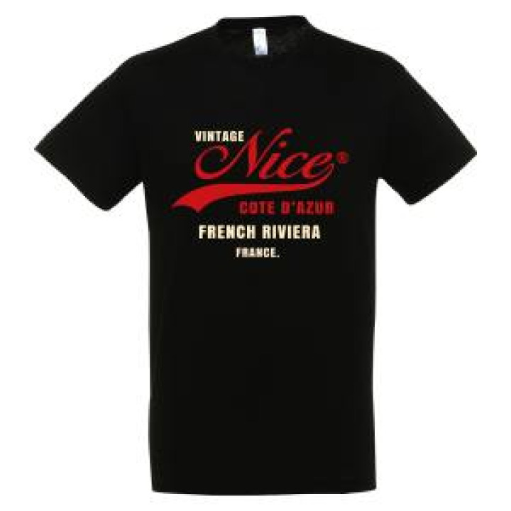 Tshirt unisexe Vintage Nice Côte Dazur French Riviera France Noir Profond S