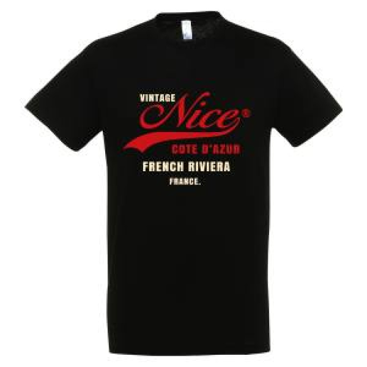 T-shirt unisexe Vintage Nice Côte D'azur French Riviera France Noir Profond S