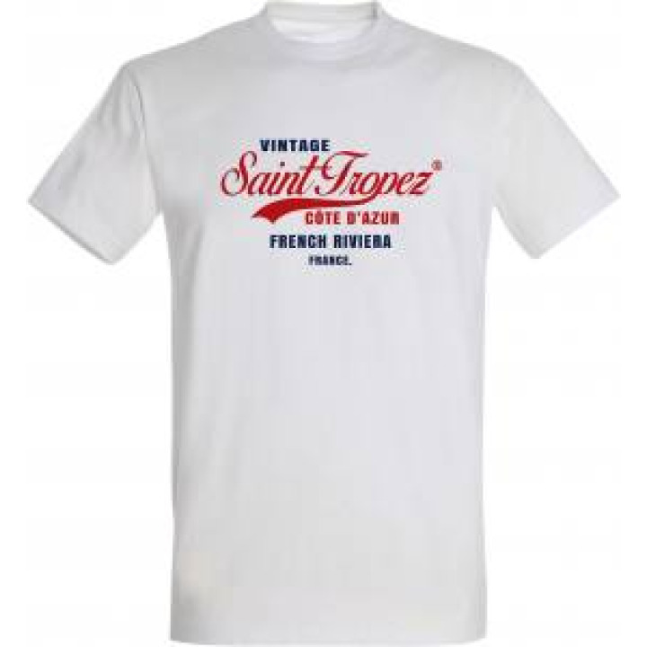 Tshirt unisexe Vintage Saint Tropez Côte Dazur French Riviera France Blanc S