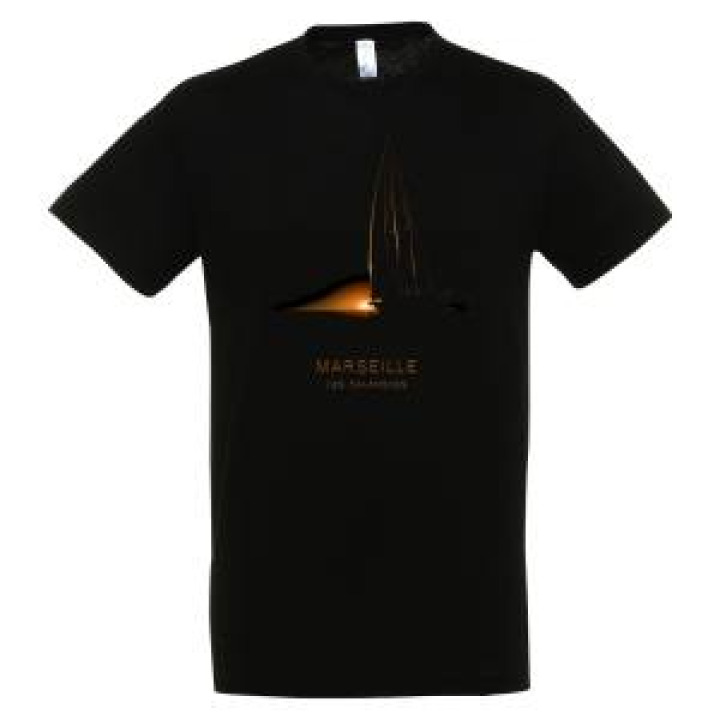 Tshirt unisexe Voilier en ClairObscur Marseille les Calanques Noir Profond XS