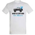 T-shirt unisexe Voiture avec Planches de Surf Made &Icirc;le c&ocirc;t&eacute; Mer les Allassins Blanc S