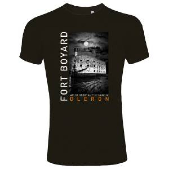 Tshirt unisexe Vue du Fort de Nuit Fort Boyard Oléron  Coordonnées GPS Noir Profond XS