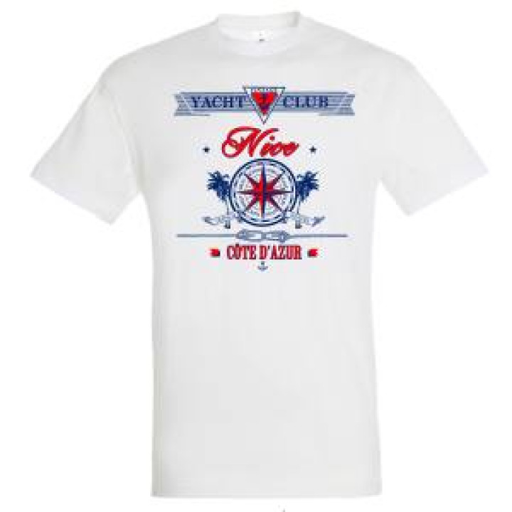 Tshirt unisexe Yatch Club Nice Côte dAzur Blanc XS
