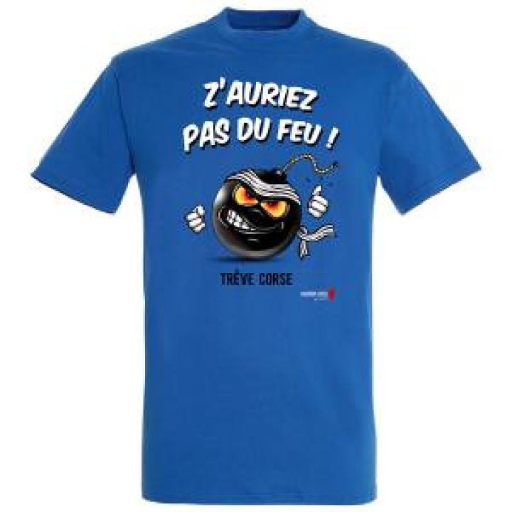 Tshirt unisexe Zauriez Pas de Feu Bombe Corse Bleu Royal M