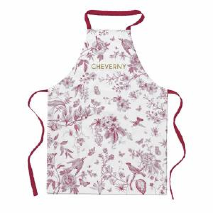 Tablier allover Toile de Jouy Cheverny Rouge Blanc Taille unique