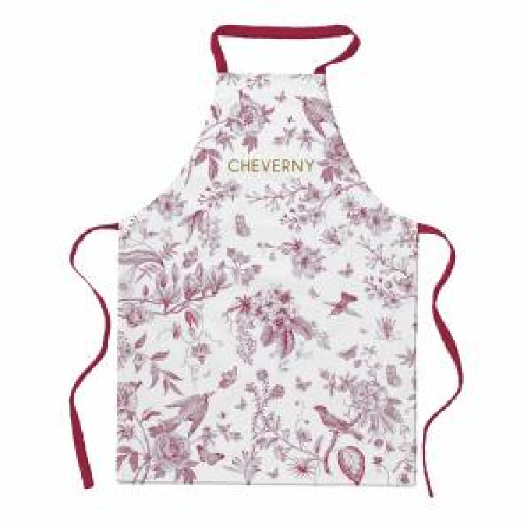 Tablier all-over Toile de Jouy Cheverny (Rouge) Blanc Taille unique