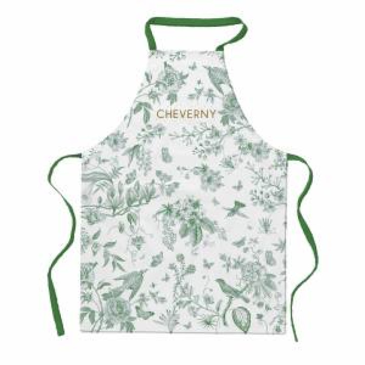 Tablier allover Toile de Jouy Cheverny Vert Blanc Taille unique