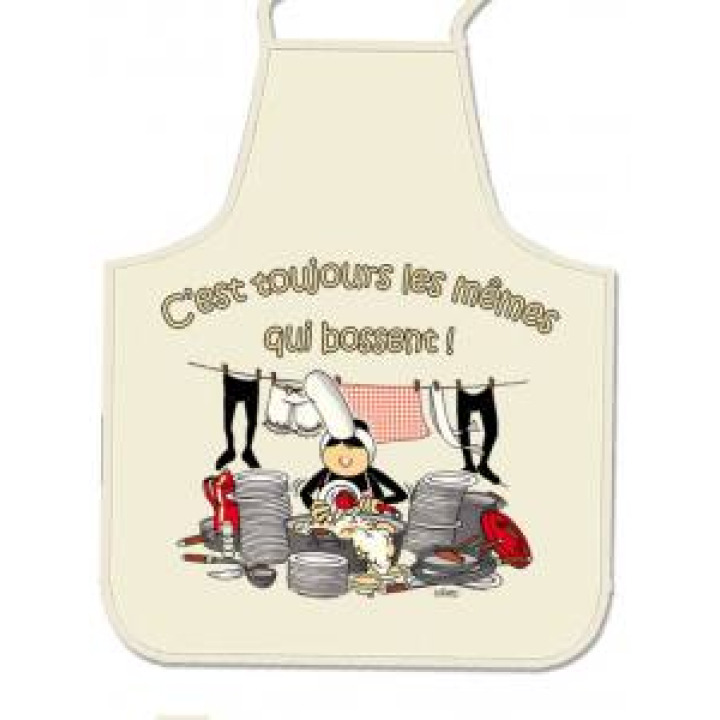 Tablier long à poches Mam Goz Cest Toujours les Mêmes Qui Bossent Mg6201 Beige Taille unique