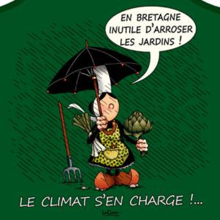 Tablier long &agrave; poches Mam Goz Climat de Bretagne Vert Bouteillle Taille unique