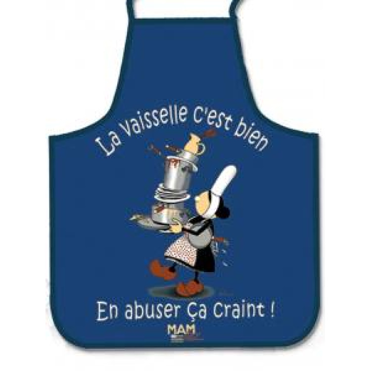 Tablier long &agrave; poches Mam Goz la Vaisselle (Mg6204) Marine Taille unique