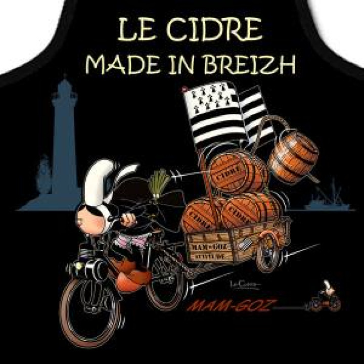 Tablier long à poches Mam Goz le Cidre Made In Breizh Noir Taille unique