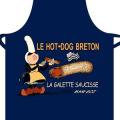Tablier long &agrave; poches Mam Goz le Hot-Dog Breton Marine Taille unique
