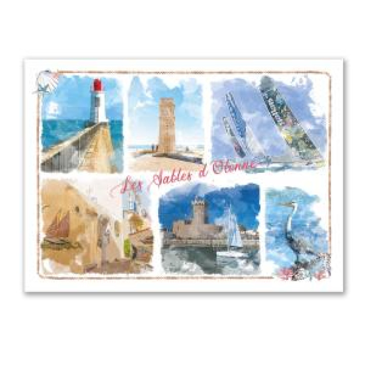 Torchon allover Aquarelle les Sables dOlonne Blanc Taille unique