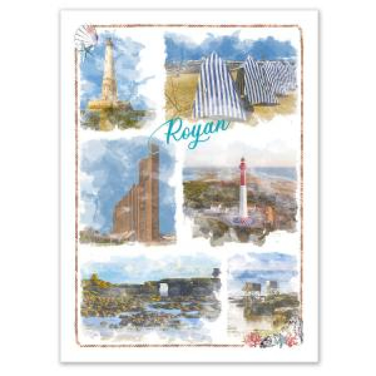 Torchon all-over Aquarelle Royan Multi Vues Blanc Taille unique