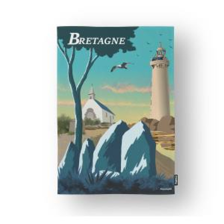 Torchon all-over &eacute;glise/ Phare/ Menhir Bretagne Blanc Taille unique