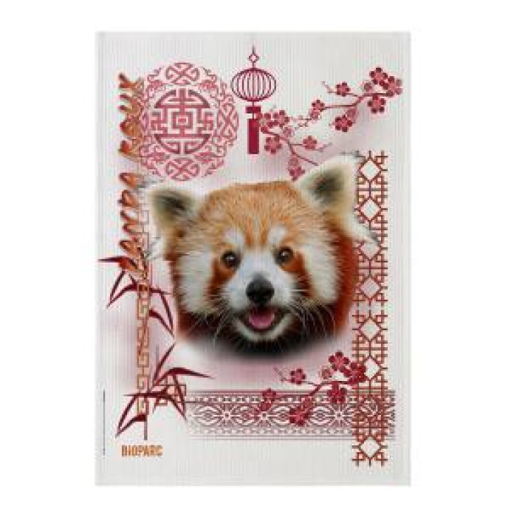 Torchon allover Nid Dabeille Panda Roux Intemporel Bioparc Blanc Taille unique
