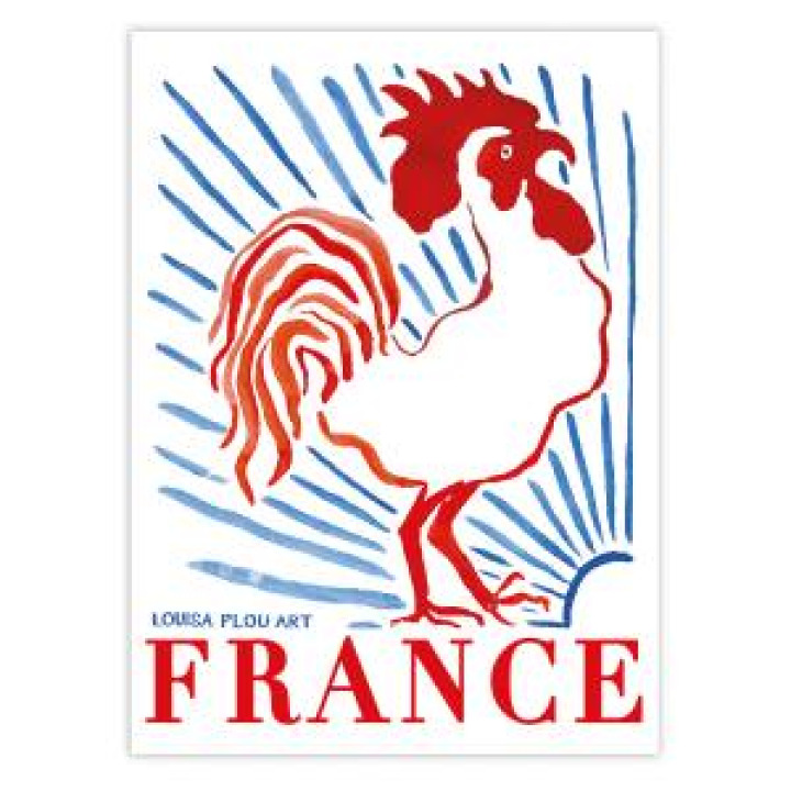 Torchon allover Tisuu Épais Coq Multicolores France Blanc Taille unique