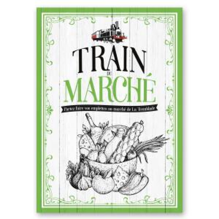 Torchon allover Train du Marche Panier de Légumes Version Verte Blanc Taille unique