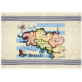 Torchon Carte Bretagne Breizh Ecru Taille unique