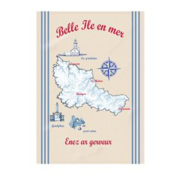 Torchon Carte + D&eacute;cor Belle &Icirc;le en Mer Ecru Taille unique