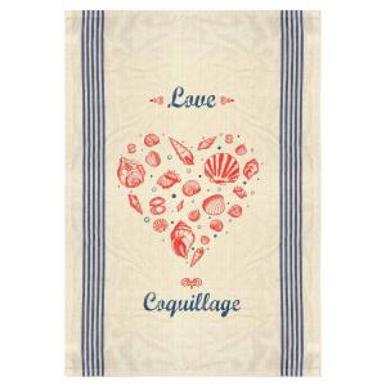 Torchon C&oelig;ur Love Coquillage Ecru Taille unique