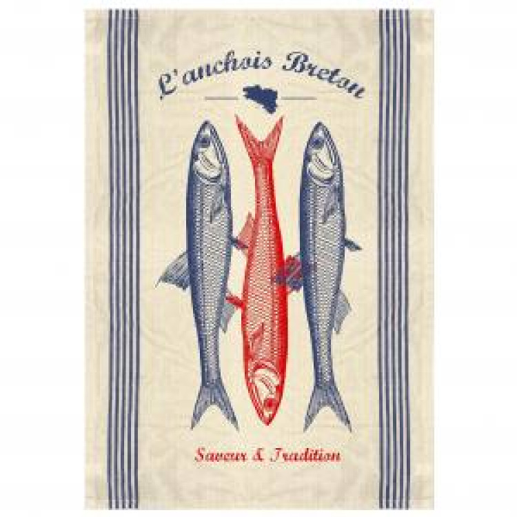 Torchon l&rsquo;anchois Breton Ecru Taille unique