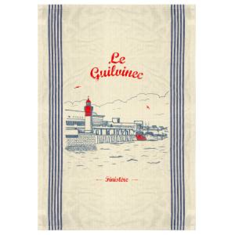 Torchon Phare Bateau le Guilvinec Ecru Taille unique