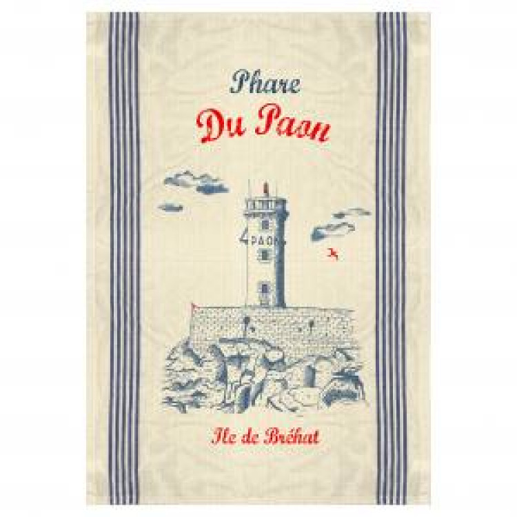 Torchon Phare du Paon &Icirc;le de Br&eacute;hat Ecru Taille unique