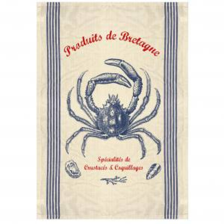 Torchon Produits de Bretagne Crustaces et Coquillages Ecru Taille unique