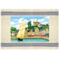 Torchon Vue Bateau + Port Ecru Taille unique