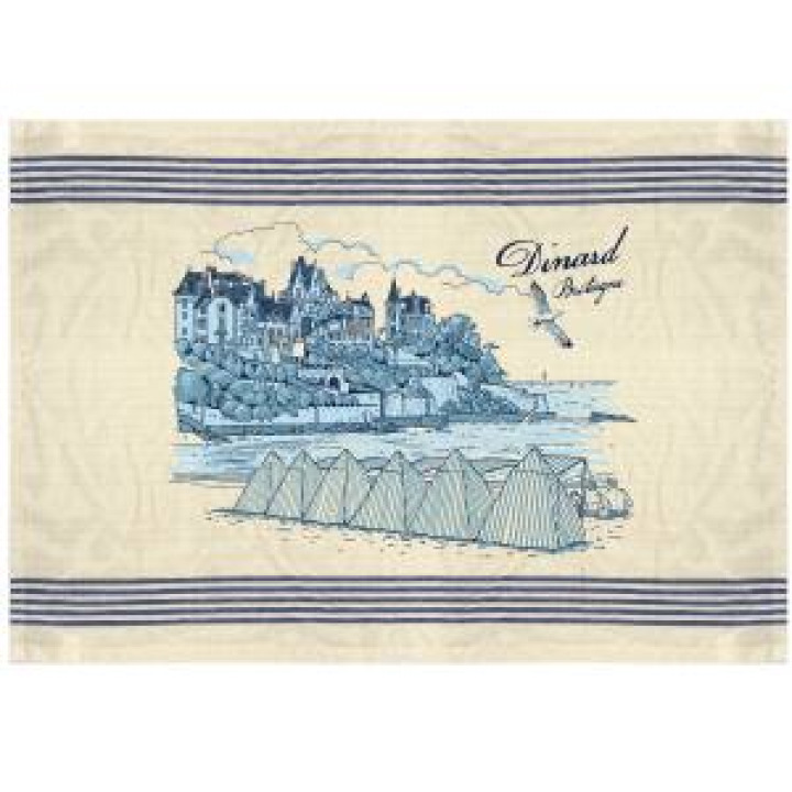 Torchon Vue de la Ville Dinard Bretagne Ecru Taille unique