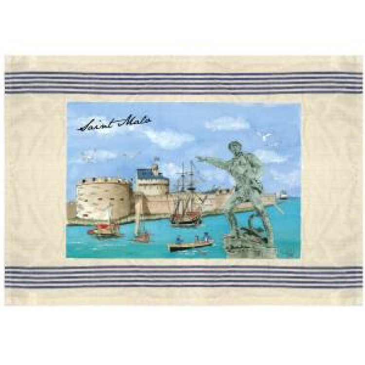 Torchon Vue de Saint Malo Ecru Taille unique