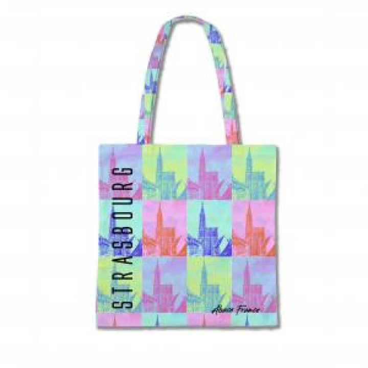 Tote bag allover Strasbourg Pop art France Blanc Taille unique