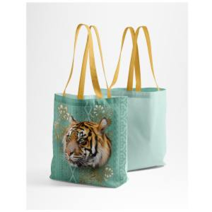 Tote bag allover Tigre Intemporel Cerza Blanc Taille unique