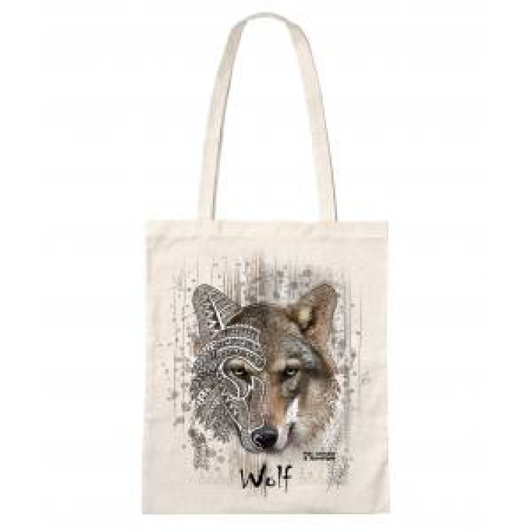 Tote bag Loup Tribes Parc Animalier d’Auvergne Ecru Taille unique