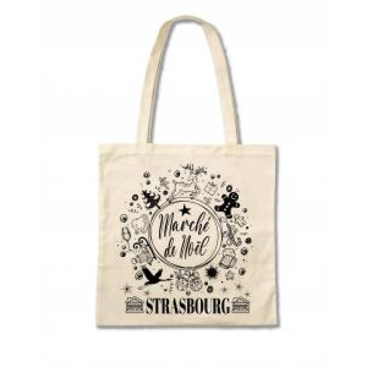 Tote bag Marche de Noël à Strasbourg Ecru Taille unique