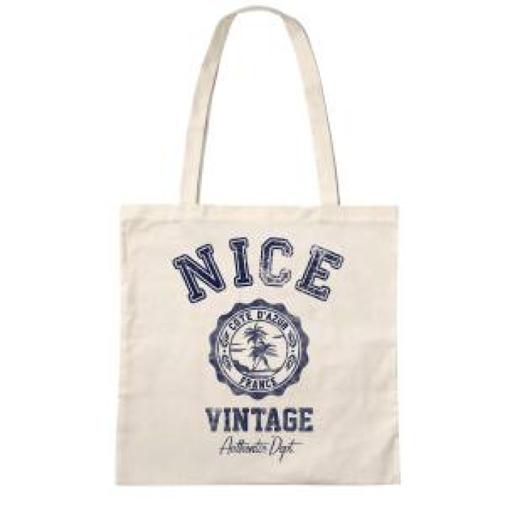 Tote bag Nice Vintage En Marine Ecru Taille unique