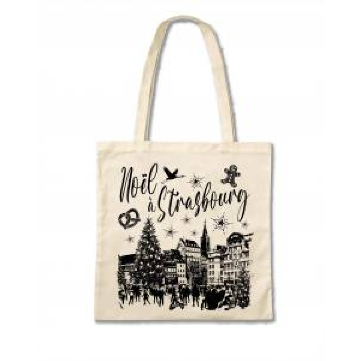Tote bag Noël à Strasbourg Version Noir Ou Rouge Ecru Taille unique