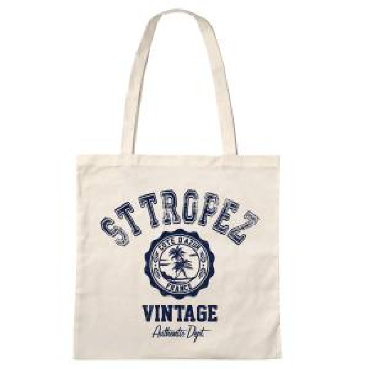 Tote bag Saint Tropez Vintage Côte d’Azur (En Bleu Marine) Ecru Taille unique