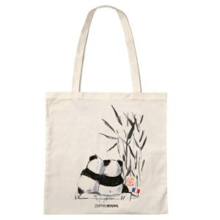 Tote bag S&eacute;rigraphie (4 Couls) Panda Calin de dos (Gencod Ext&eacute;rieur 9990000008780) Naturel Taille unique