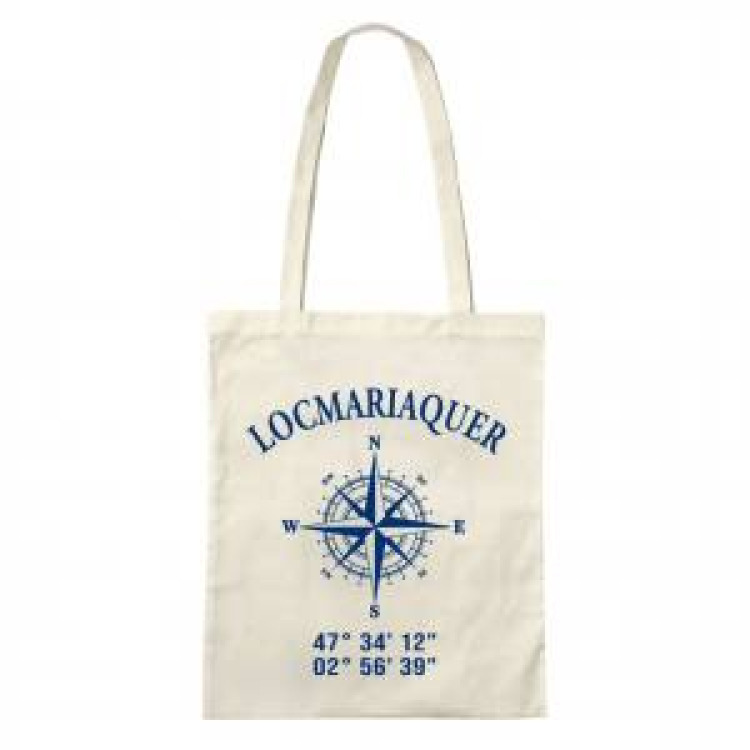 Tote bag S&eacute;rigraphie Locmariaquer GPS Ecru Taille unique