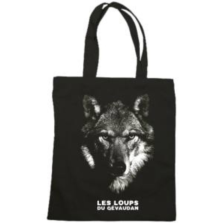 Tote bag Sérigraphie Loup Gamme Black les Loups du Gévaudan Noir Taille unique
