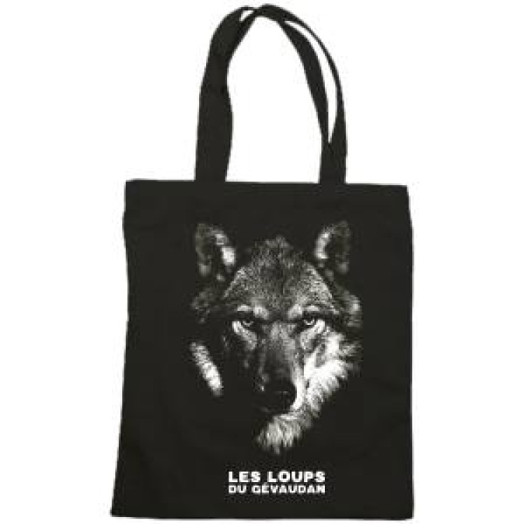 Tote bag Sérigraphie Loup Gamme Black les Loups du Gévaudan Noir Taille unique