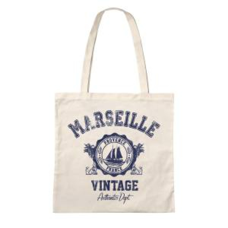 Tote bag sérigraphieMarseille France Vintage Ecru Taille unique