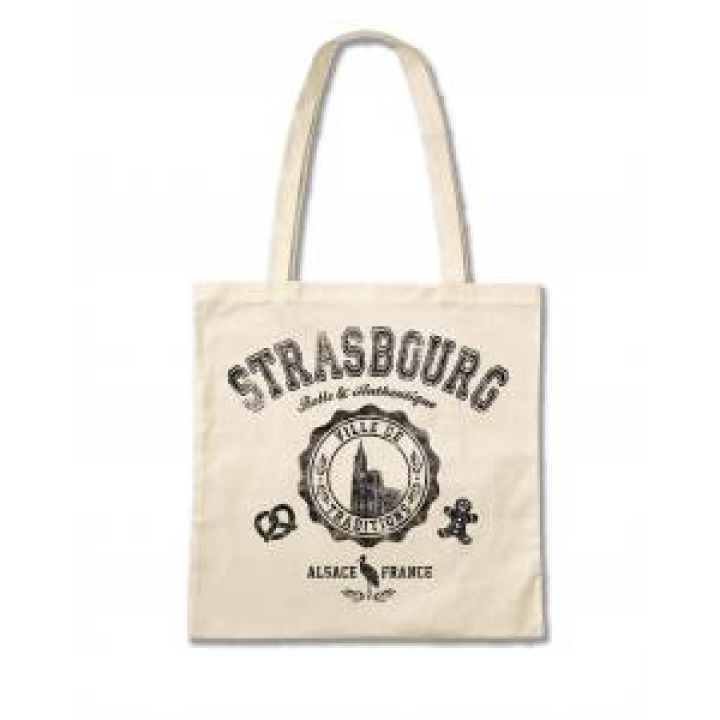 Tote bag Strasbourg Alsace France Vintage Version Noir Ou Rouge Ecru Taille unique