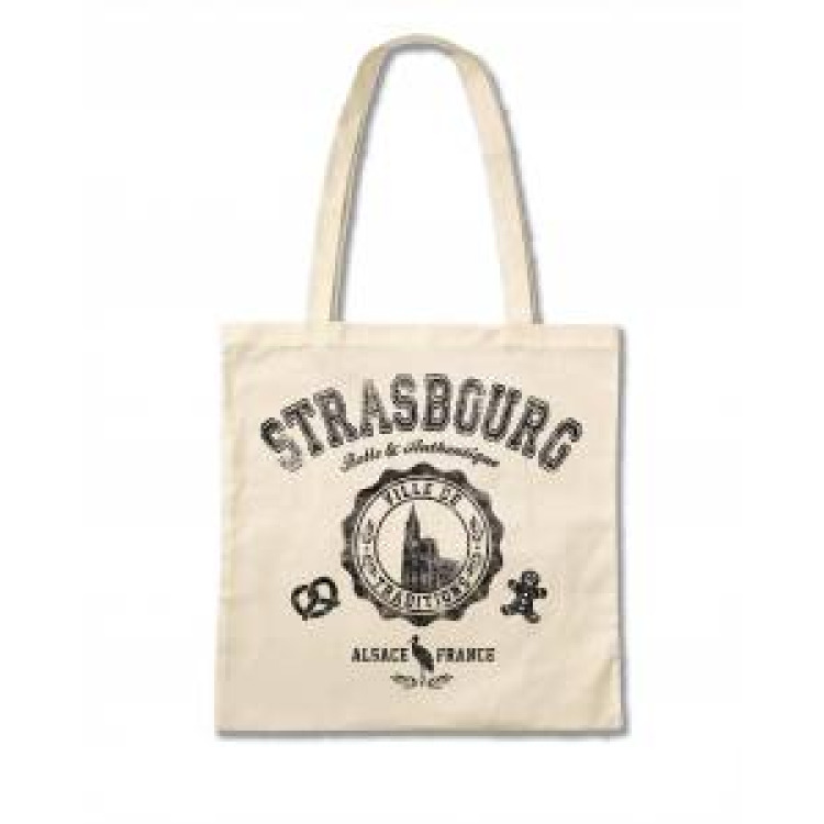 Tote bag Strasbourg Alsace France Vintage (Version Noir Ou Rouge) Ecru Taille unique