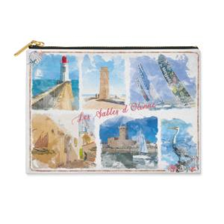 Trousse plate 15x11 allover Aquarelle les Sables dOlonne Blanc Taille unique